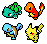 Bulbusaur, Charmander, Squrtle, and Pikachu