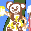 tiny monkey with messy owner that has ice cream all over him
