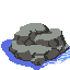 boulder in water