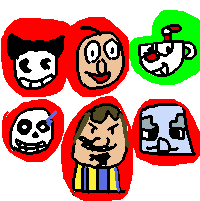 bendy baldi sans big nose and large eyebrows colonel with an axe with minecraft