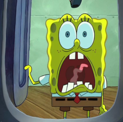 spongebob opening the door he was scared mister baby crabs adult it s a real nightmare it s even worse