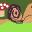 snail passes a mushroom