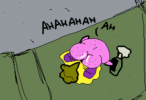 kirby fell down the stairs drunk beer drinking he s stupid because he pissed himself lying on the floor that he was a fool