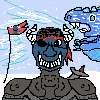 ice age knight with a flag