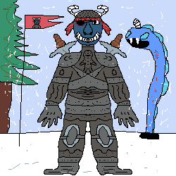 ice age knight with a ice worm