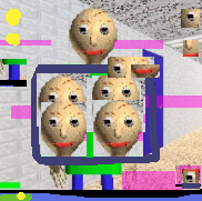 the computer broke down when the game was turned off the images show 1 and 2 heads and the head and the eyes and the mouth can the pieces vomit don t look at it that hard baldi glitch