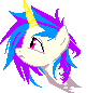 unicornio de pelo azul y lila