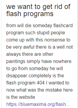 look we want to get rid of the flash program what will other people say about it