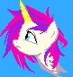 unicornio de pelo rosa y lila