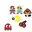 mario pacman and a cherry