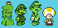 gameboy mario and luigi and princess daisy and toad