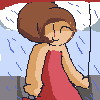 rainy days with red dress girl