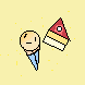 ice cream cone and a cake