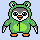 penguin in a frog costume