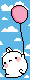 cute bunny floating on a balloon