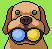 cute puppy holding toys