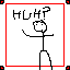 black stickman wondering why he is being recorded by the camera