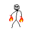 the chosen one from alan becker wondering wth is he looking at but he has flames on his arms
