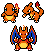 Charmander, charmeleon, and charizard